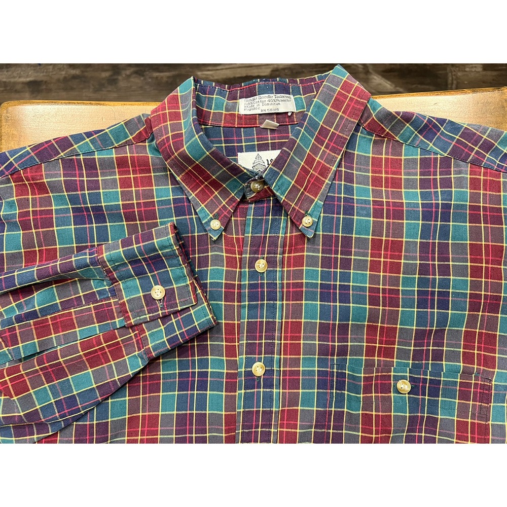 Vintage London‎ Fog Men's Button Down XL Plaid Long Sleeve